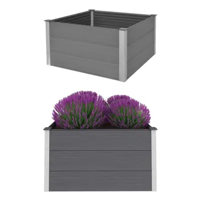 vidaXL Visoka greda WPC 100x100x54 cm siva