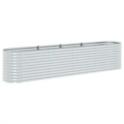 vidaXL Visoka greda 400x80x81 cm pocinkano jeklo srebrna