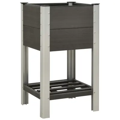 vidaXL Visoka greda s polico 50x50x90 cm WPC siva