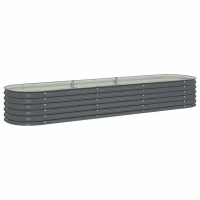 vidaXL Visoka greda 320x80x44 cm pocinkano jeklo siva