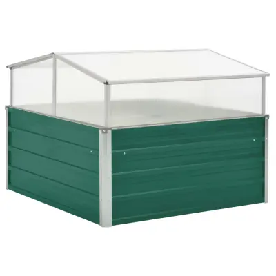 vidaXL Rastlinjak zelen 100x100x77 cm pocinkano jeklo