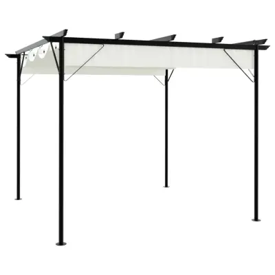 vidaXL Pergola z zložljivo streho kremno bela 3x3 m jeklo