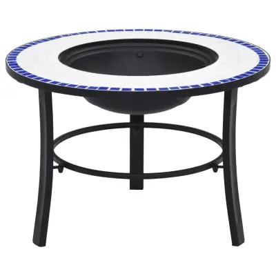 vidaXL Kurišče z mozaikom modro in belo 68 cm keramika