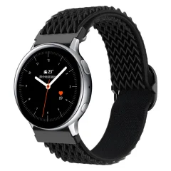 Cadorabo Nylon WristBand z zapiranjem kovine 20 mm, združljivo s Samsung Galaxy Watch 42 mm / 3 /4 /5 v črni barvi - nadomestni jermen za Huawei Watch 2 za Nokia Steel for LG Watch Sport itd
