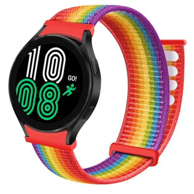 Cadorabo Nylon WristBand 20 mm, združljiv s Samsung Galaxy Watch 42 mm/3/4/5/šport v Rainbow - Nadomestni trak za Huawei Watch 2 za Nokia Steel for LG