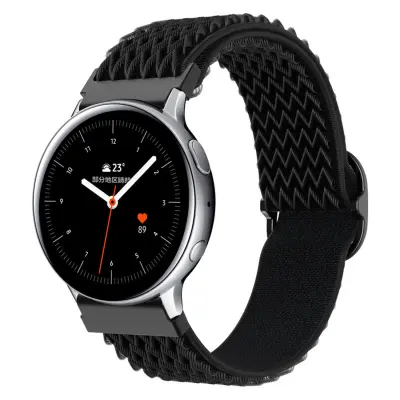 Cadorabo Nylon WristBand z zapiranjem kovine 20 mm, združljivo s Samsung Galaxy Watch 42 mm/3 /4 /5 v črni barvi - nadomestni jermen za Huawei Watch 2