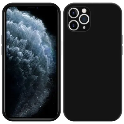 CADORABO Ohišje, združljiv z Apple v pravi tekoči črni barvi - zaščitni pokrov iz fleksibilnega silikona TPU in mehkega dotika