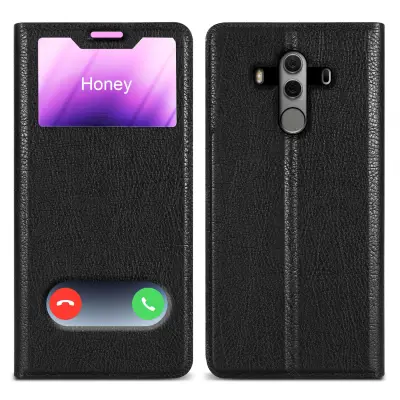 CADORABO CATER Združljiv s Huawei v kometu Black - Zaščitni pokrov z magnetnim zapiranjem, stoječo funkcijo in 2 gledanjem oken