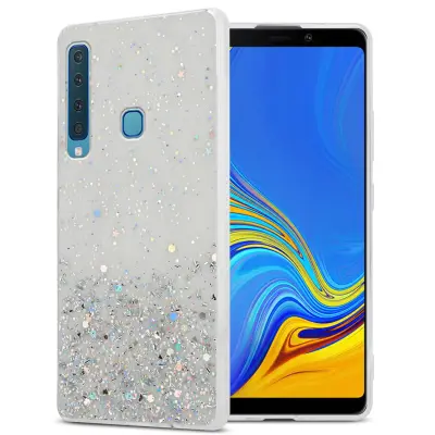 Cadorabo Case, združljiv s Samsungom v prozornem z bleščicami - zaščitnim pokrovom, narejen iz fleksibilnega silikona TPU s penečimi bleščicami