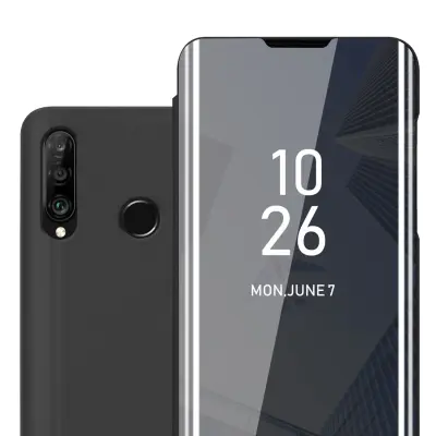 CADORABO primera, združljiv s Huawei v turmalinski črni barvi - prozorno zrcalno zaščitno prevleko z funkcijo stojala 360 stopinj zaščita
