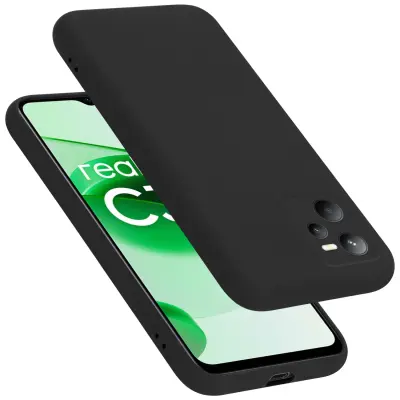 CADORABO Ohišje, združljiv z Realme v tekoči črni barvi - zaščitni pokrov iz fleksibilnega silikona TPU