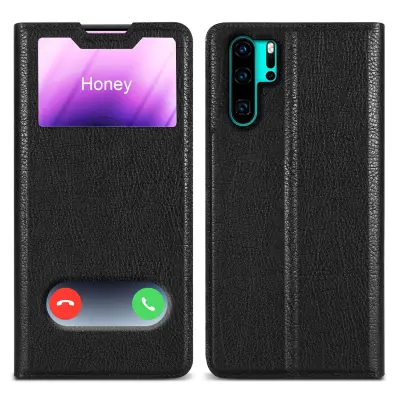 CADORABO CATER Združljiv s Huawei v kometu Black - Zaščitni pokrov z magnetnim zapiranjem, stoječo funkcijo in 2 gledanjem oken
