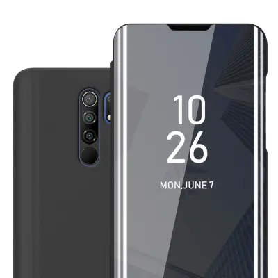 CADORABO primera, združljiv z Xiaomi v turmalinski črni barvi - prozorno zrcalno zaščitno prevleko z funkcijo stojala 360 stopinj zaščita