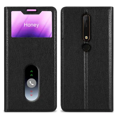 CADORABO Ohišje, združljiv z Nokia v Comet Black - Zaščitni pokrov z magnetnim zapiranjem, stoječimi funkcijami in 2 gledanjem oken