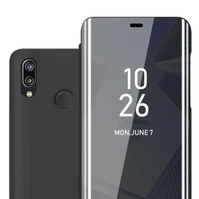 CADORABO primera, združljiv s Huawei v turmalinski črni barvi - prozorno zrcalno zaščitno prevleko z funkcijo stojala 360 stopinj zaščita