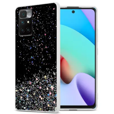 Cadorabo Case, združljiv z Xiaomi v črni barvi z bleščicami - zaščitni pokrov iz fleksibilnega silikona TPU s penečimi bleščicami