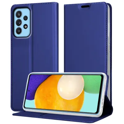 CADORABO Ohišje, združljiv s Samsungom v elegantno temno modri - zaščitni pokrov z magnetnim zapiranjem, stoječo funkcijo in režo za kartico