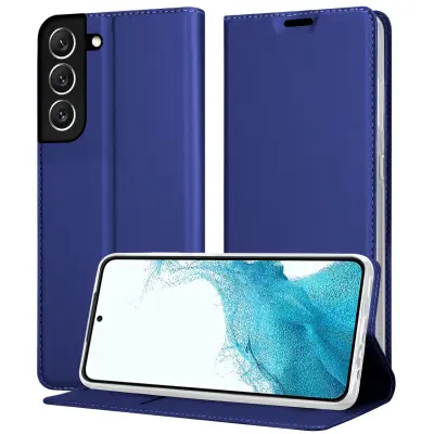 CADORABO Ohišje, združljiv s Samsungom v elegantno temno modri - zaščitni pokrov z magnetnim zapiranjem, stoječo funkcijo in režo za kartico