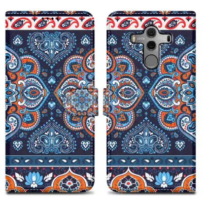 CADORABO primera, združljiv s Huawei - Design Blue Mandala št. 1 - Zaščitni pokrov z magnetnim zapiranjem, funkcijo stojala in režo za kartico