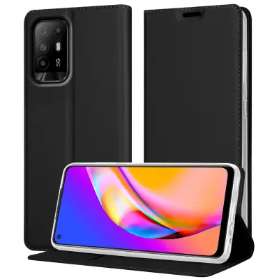 Primer Cadorabo, združljiv z OPPO v elegantnem črnem - zaščitnem pokrovu z magnetnim zapiranjem, stoječo funkcijo in režo za kartico