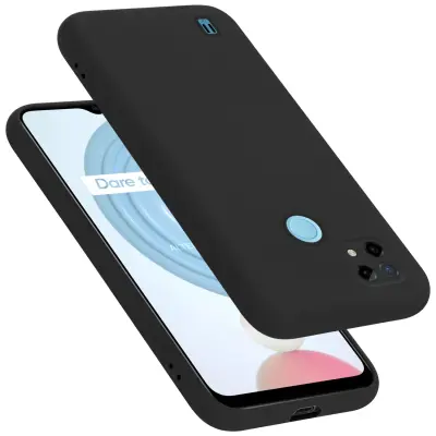 CADORABO Ohišje, združljiv z Realme v tekoči črni barvi - zaščitni pokrov iz fleksibilnega silikona TPU