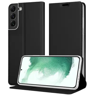 Cadorabo Case, združljiv s Samsungom v elegantnem črnem - zaščitnem pokrovu z magnetnim zapiranjem, stoječo funkcijo in režo za kartico