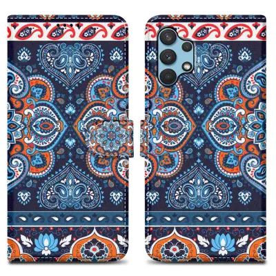 CADORABO Ohišje, združljiv s Samsungom - Design Blue Mandala št. 1 - Zaščitni pokrov z magnetnim zapiranjem, funkcijo stojala in režo za kartico