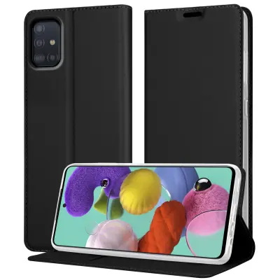 Cadorabo Case, združljiv s Samsungom v elegantnem črnem - zaščitnem pokrovu z magnetnim zapiranjem, stoječo funkcijo in režo za kartico