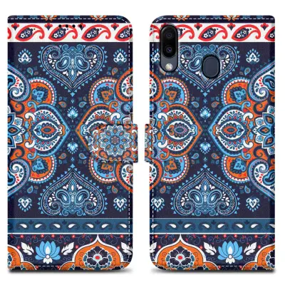 CADORABO Ohišje, združljiv s Samsungom - Design Blue Mandala št. 1 - Zaščitni pokrov z magnetnim zapiranjem, funkcijo stojala in režo za kartico