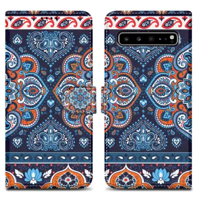 CADORABO Ohišje, združljiv s Samsungom - Design Blue Mandala št. 1 - Zaščitni pokrov z magnetnim zapiranjem, funkcijo stojala in režo za kartico