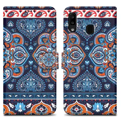 CADORABO Ohišje, združljiv s Samsungom - Design Blue Mandala št. 1 - Zaščitni pokrov z magnetnim zapiranjem, funkcijo stojala in režo za kartico
