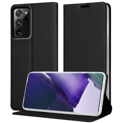 Cadorabo Case, združljiv s Samsungom v elegantnem črnem - zaščitnem pokrovu z magnetnim zapiranjem, stoječo funkcijo in režo za kartico