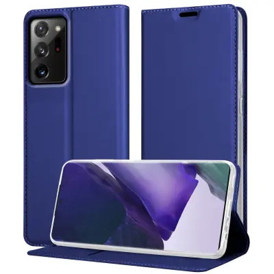 CADORABO Ohišje, združljiv s Samsungom v elegantno temno modri - zaščitni pokrov z magnetnim zapiranjem, stoječo funkcijo in režo za kartico