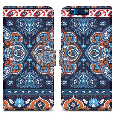 Cadorabo Case, združljiv s častjo - Design Blue Mandala št. 1 - Zaščitni pokrov z magnetnim zapiranjem, funkcijo stojala in režo za kartico