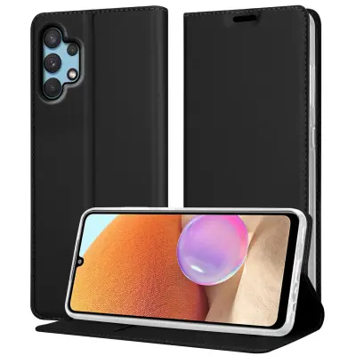 Cadorabo Case, združljiv s Samsungom v elegantnem črnem - zaščitnem pokrovu z magnetnim zapiranjem, stoječo funkcijo in režo za kartico
