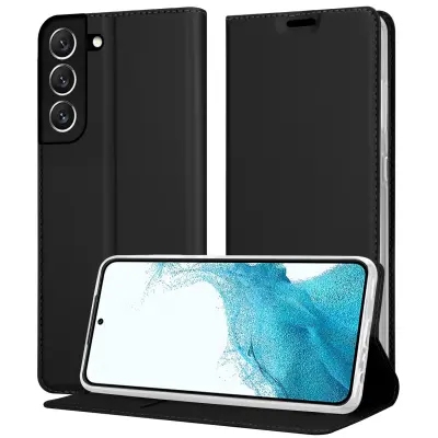 Cadorabo Case, združljiv s Samsungom v elegantnem črnem - zaščitnem pokrovu z magnetnim zapiranjem, stoječo funkcijo in režo za kartico