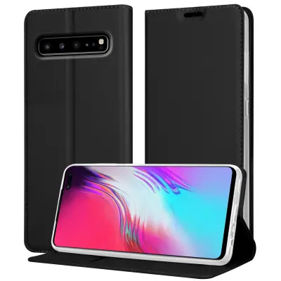 Cadorabo Case, združljiv s Samsungom v elegantnem črnem - zaščitnem pokrovu z magnetnim zapiranjem, stoječo funkcijo in režo za kartico