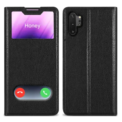 CADORABO Ohišje, združljiv s Samsungom v kometu Black - Zaščitni pokrov z magnetnim zapiranjem, stoječo funkcijo in dvema gledanjem oken