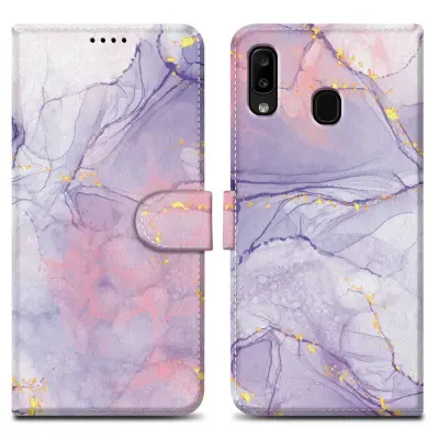 CADORABO Ohišje, združljiv s Samsungom - Design Pink Purple Marmor št. 5 - Zaščitni pokrov z magnetnim zapiranjem, funkcijo stojala in režo za kartico