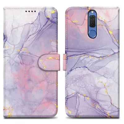 Cadorabo Case, združljiv s Huawei - Design roza vijolični marmor št. 5 - Zaščitni pokrov z magnetnim zapiranjem, funkcijo stojala in režo za kartico