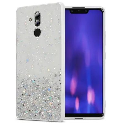 Cadorabo Case, združljiv s Huawei v prozornici z bleščicami - zaščitnim pokrovom, narejen iz fleksibilnega silikona TPU s penečimi bleščicami