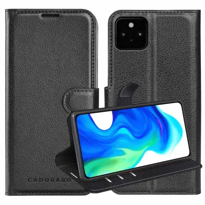 Cadorabo Ohišje, združljivo z Google PIXEL 5 XL v oksidna črna - Zaščitni ovitek z magnetnim zapiranjem, stoječo funkcijo in režo za kartice