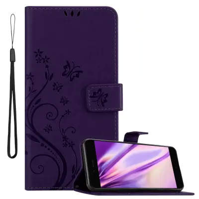 CADORABO Xiaomi temno vijolična - Zaščitni pokrov pri oblikovanju cvetja z magnetnim zapiranjem, stoječimi funkcijami in režami za kartice