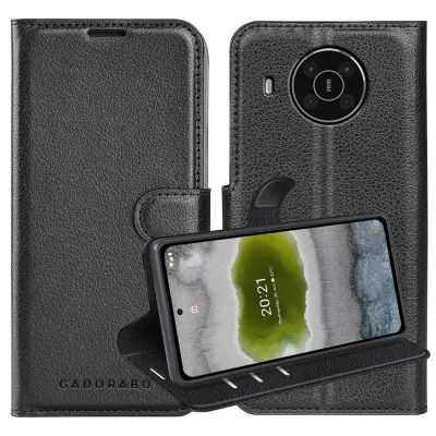 CADORABO Ohišje, združljiv z Nokia v oksidnem črnem - zaščitnem pokrovu z magnetnim zapiranjem, stoječo funkcijo in režo za kartico