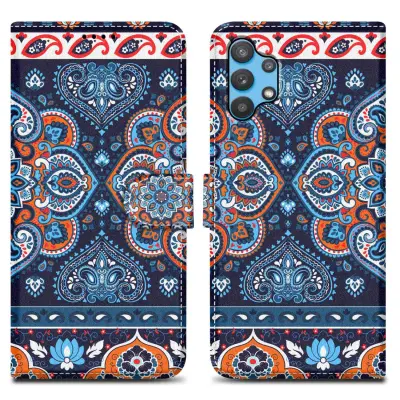 CADORABO Ohišje, združljiv s Samsungom - Design Blue Mandala št. 1 - Zaščitni pokrov z magnetnim zapiranjem, funkcijo stojala in režo za kartico