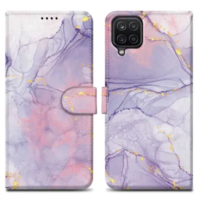 CADORABO Ohišje, združljiv s Samsungom - Design Pink Purple Marmor št. 5 - Zaščitni pokrov z magnetnim zapiranjem, funkcijo stojala in režo za kartico
