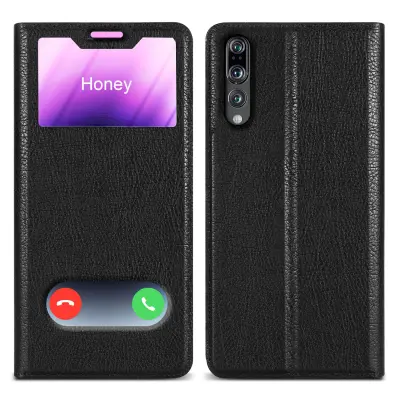 CADORABO CATER Združljiv s Huawei v kometu Black - Zaščitni pokrov z magnetnim zapiranjem, stoječo funkcijo in 2 gledanjem oken