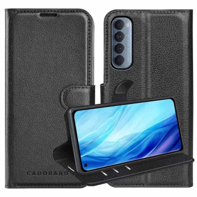 Cadorabo Case, združljiv z OPPO v oksidnem črno - zaščitni pokrov z magnetnim zapiranjem, stoječo funkcijo in režo za kartico