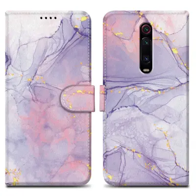 CADORABO Ohišje, združljiv z Xiaomi - Design roza vijolični marmor št. 5 - Zaščitni pokrov z magnetnim zapiranjem, funkcijo stojala in režo za kartico