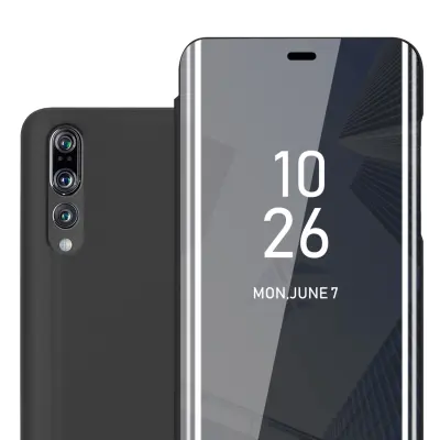 CADORABO primera, združljiv s Huawei v turmalinski črni barvi - prozorno zrcalno zaščitno prevleko z funkcijo stojala 360 stopinj zaščita